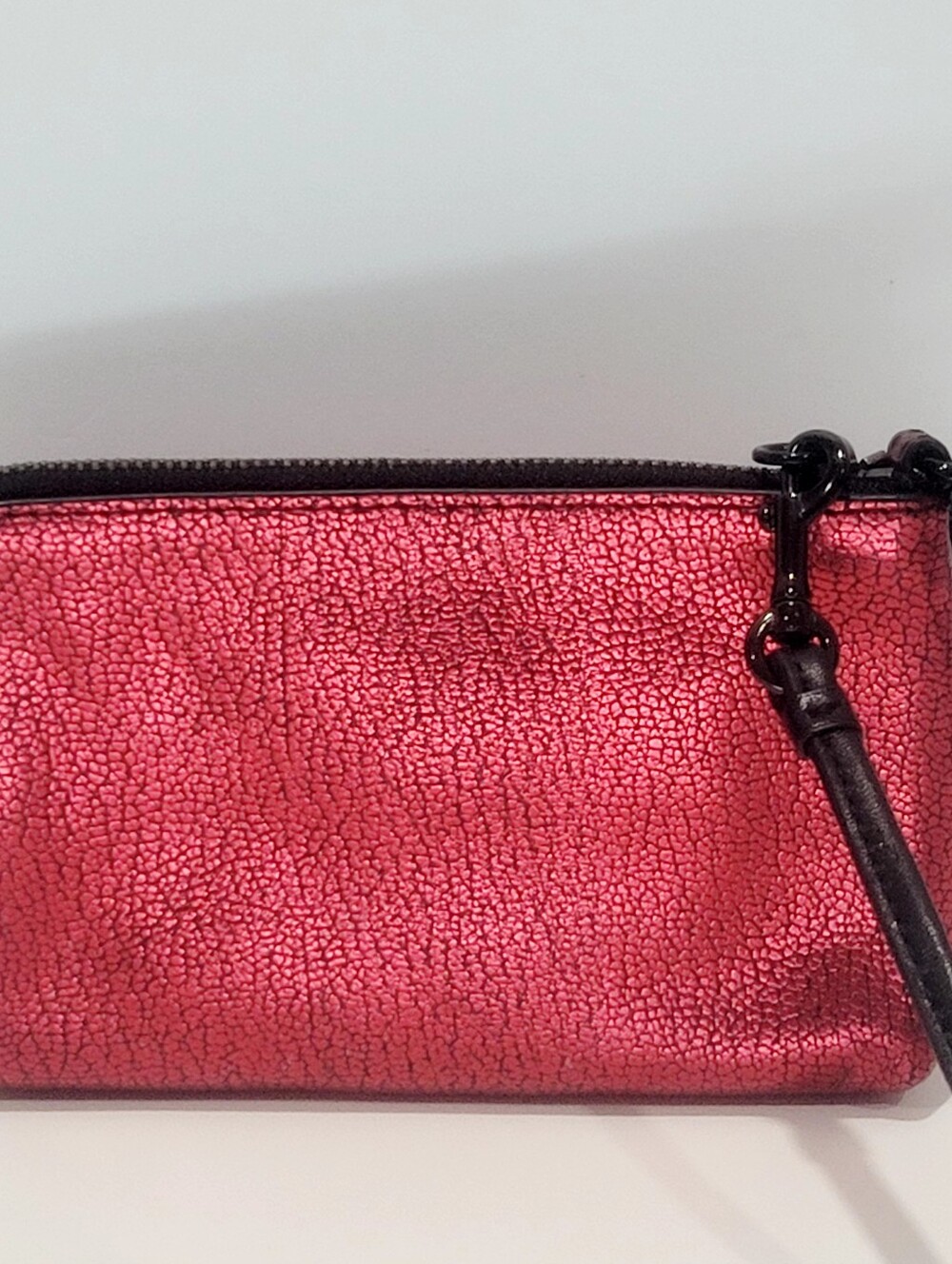 Coach Metallic Red Wristlet Double Zip Pouch with Hang Tag Great Cond - Picture 9 of 14